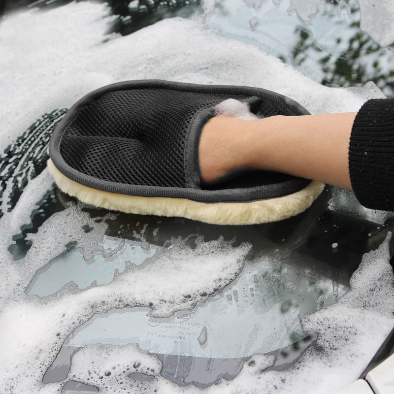 قفازات غسيل السيارة الاحترافية صوف ناعم – Professional Car Wash Gloves Soft Wool Microfiber Cleaning Mitt