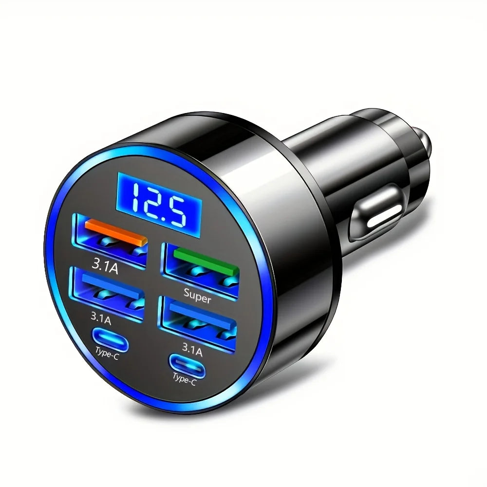 6 in-1 Fast Charging Car Adapter 3.1A Dual  محول شحن سيارة 6 في 1 | شحن سريع 3.1 أمبير