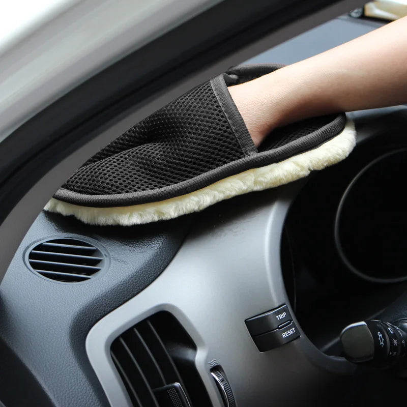 قفازات غسيل السيارة الاحترافية صوف ناعم – Professional Car Wash Gloves Soft Wool Microfiber Cleaning Mitt
