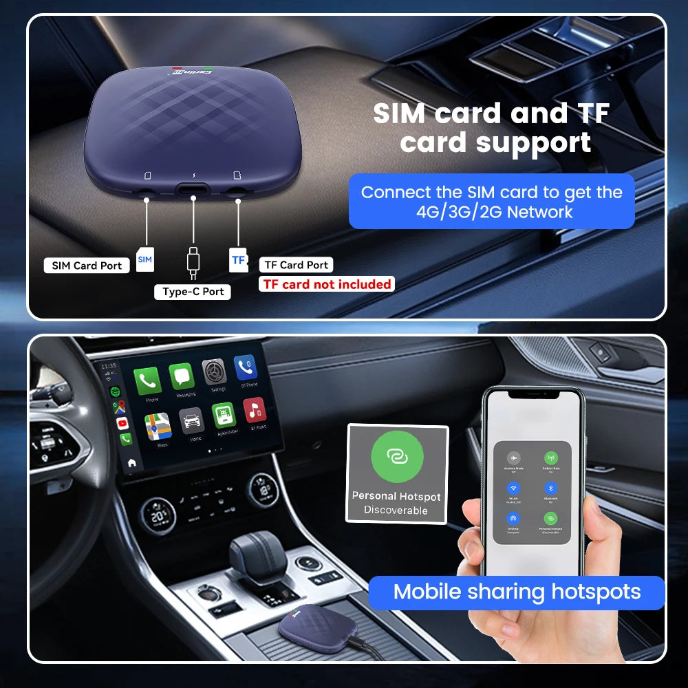 بوكس CarlinKit أندرويد 13 لاسلكي 8جيغا+128جيغا Qualcomm 8 أنوية دعم Netflix – CarlinKit 8G+128G Android 13 CarPlay AI Box Qualcomm 8-Cores Wireless Android Auto FOTA Netflix