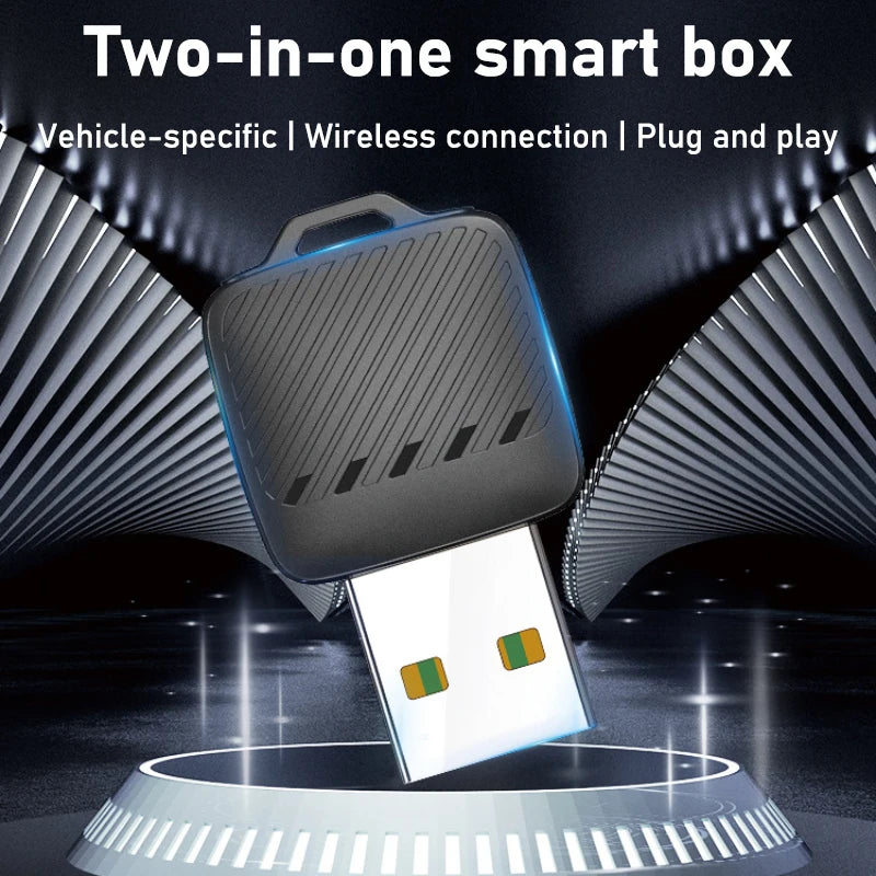 محول لاسلكي 2بر1 لآيفون وأندرويد ذكي لتحويل CarPlay السلكي إلى لاسلكي – 2in1 Wireless CarPlay Android Auto Adapter AI Smart Box Dongle Wired to Wireless