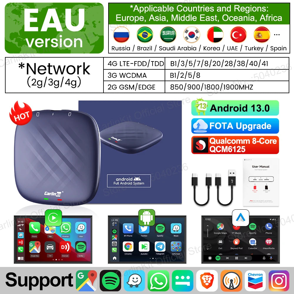 بوكس CarlinKit أندرويد 13 لاسلكي 8جيغا+128جيغا Qualcomm 8 أنوية دعم Netflix – CarlinKit 8G+128G Android 13 CarPlay AI Box Qualcomm 8-Cores Wireless Android Auto FOTA Netflix
