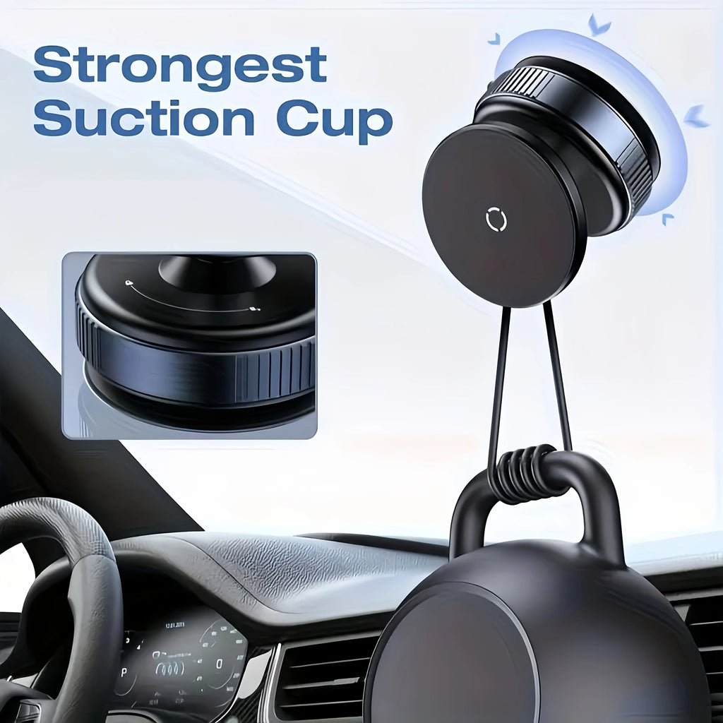 حامل هاتف مغناطيسي بكوب شفط للسيارة متوافق مع MagSafe دوران 360° – Suction Cup Magnetic Car Phone Holder MagSafe Compatible 360° Rotation Dashboard Stand