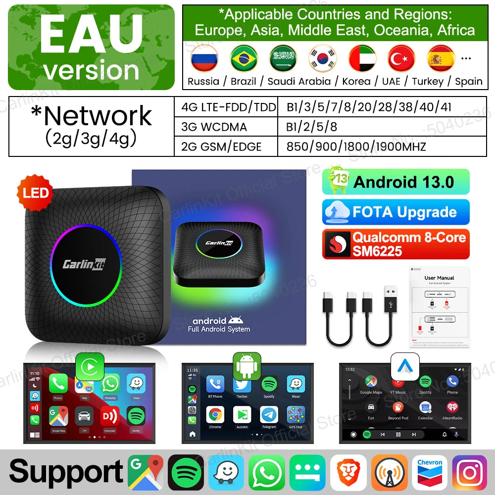 بوكس CarlinKit أندرويد 13 لاسلكي 8جيغا+128جيغا Qualcomm 8 أنوية دعم Netflix – CarlinKit 8G+128G Android 13 CarPlay AI Box Qualcomm 8-Cores Wireless Android Auto FOTA Netflix