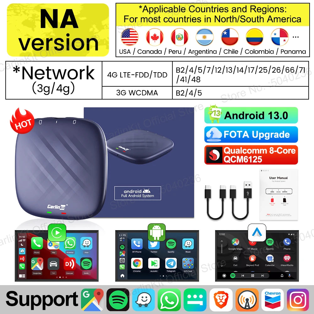 بوكس CarlinKit أندرويد 13 لاسلكي 8جيغا+128جيغا Qualcomm 8 أنوية دعم Netflix – CarlinKit 8G+128G Android 13 CarPlay AI Box Qualcomm 8-Cores Wireless Android Auto FOTA Netflix
