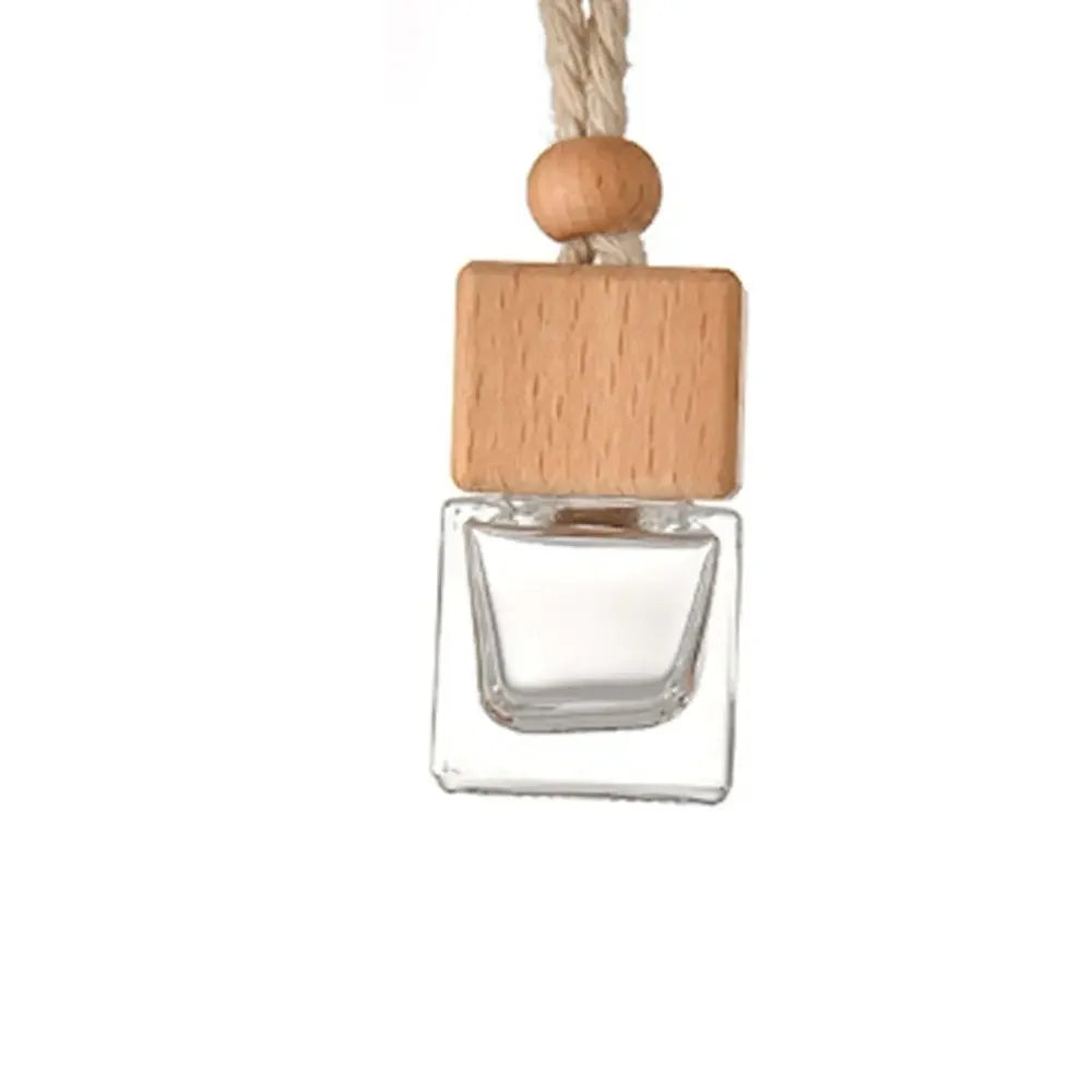 معطر سيارة زجاجي 5مل معلق بغطاء خشبي قابل لإعادة الملء – Car Aroma Diffuser 5ml Mini Refillable Hanging Glass Pendant Wooden Cap Air Freshener