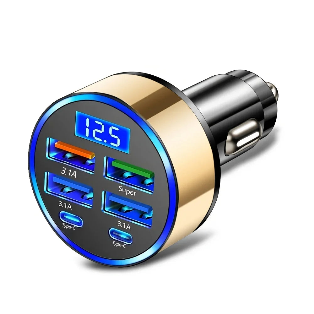 6 in-1 Fast Charging Car Adapter 3.1A Dual  محول شحن سيارة 6 في 1 | شحن سريع 3.1 أمبير
