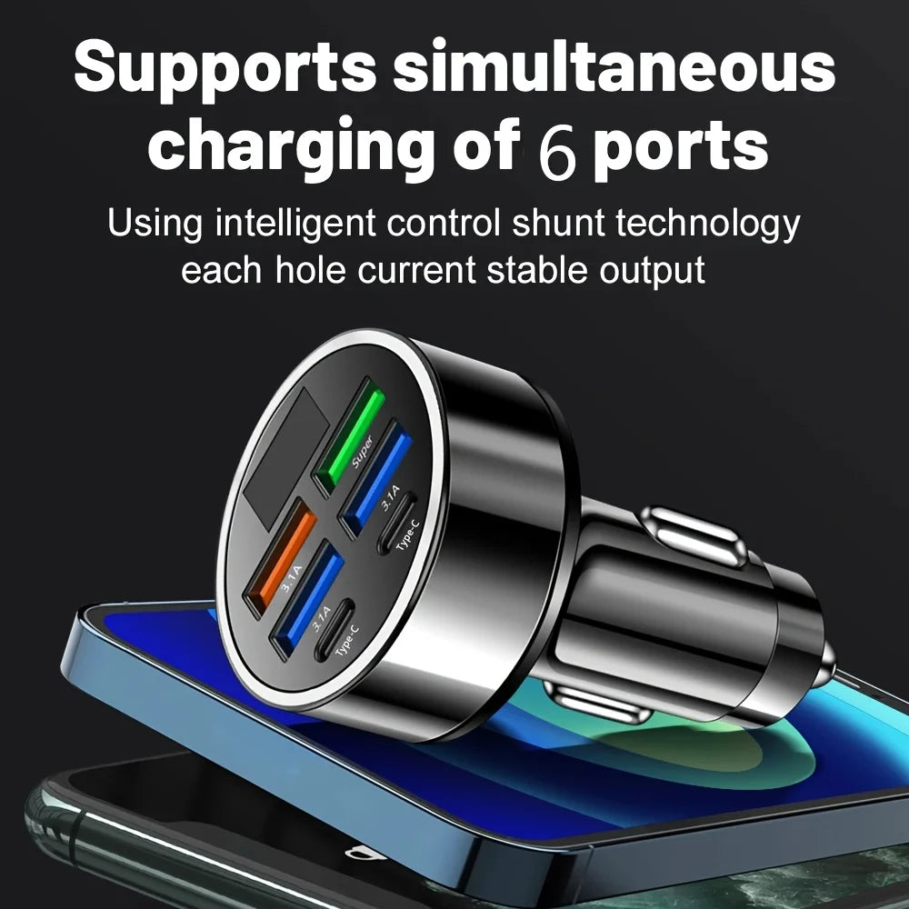 6 in-1 Fast Charging Car Adapter 3.1A Dual  محول شحن سيارة 6 في 1 | شحن سريع 3.1 أمبير