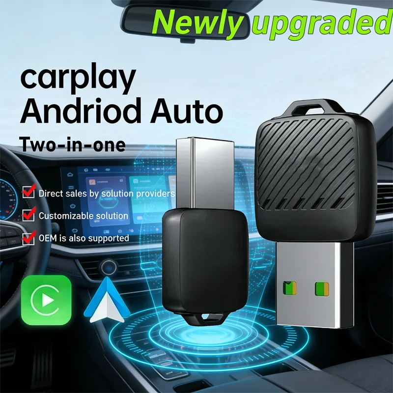 محول لاسلكي 2بر1 لآيفون وأندرويد ذكي لتحويل CarPlay السلكي إلى لاسلكي – 2in1 Wireless CarPlay Android Auto Adapter AI Smart Box Dongle Wired to Wireless