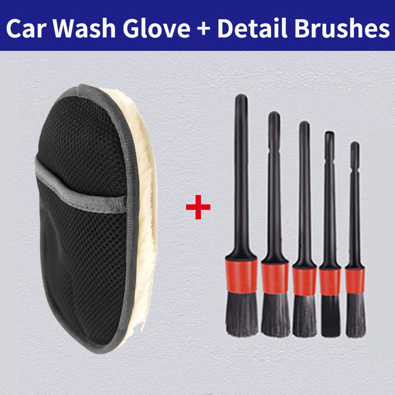 قفازات غسيل السيارة الاحترافية صوف ناعم – Professional Car Wash Gloves Soft Wool Microfiber Cleaning Mitt