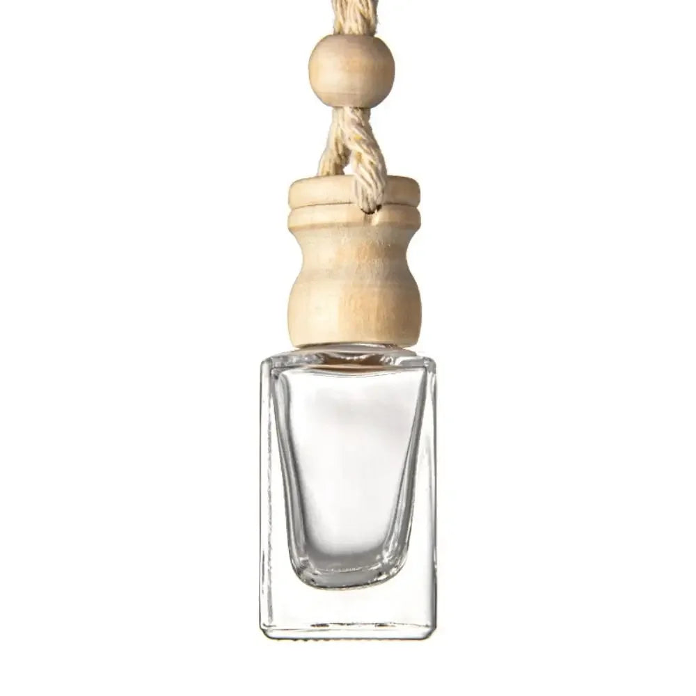 معطر سيارة زجاجي 5مل معلق بغطاء خشبي قابل لإعادة الملء – Car Aroma Diffuser 5ml Mini Refillable Hanging Glass Pendant Wooden Cap Air Freshener