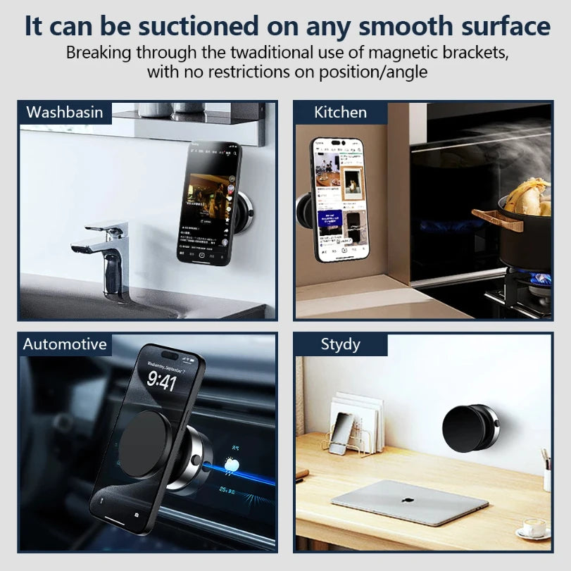 حامل هاتف مغناطيسي كهربائي للسيارة بكوب شفط 360° لآيفون 14 15 16 – Electric Vacuum Magnetic Car Mount 360° Rotation Suction Cup iPhone 14 15 16 Hands-Free