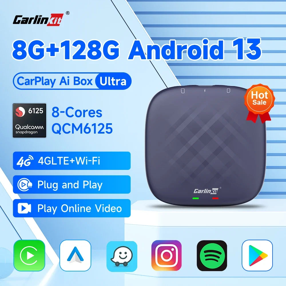 بوكس CarlinKit أندرويد 13 لاسلكي 8جيغا+128جيغا Qualcomm 8 أنوية دعم Netflix – CarlinKit 8G+128G Android 13 CarPlay AI Box Qualcomm 8-Cores Wireless Android Auto FOTA Netflix