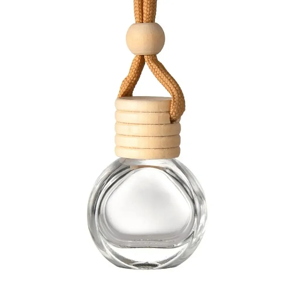 معطر سيارة زجاجي 5مل معلق بغطاء خشبي قابل لإعادة الملء – Car Aroma Diffuser 5ml Mini Refillable Hanging Glass Pendant Wooden Cap Air Freshener