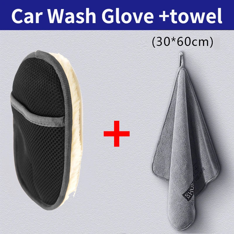 قفازات غسيل السيارة الاحترافية صوف ناعم – Professional Car Wash Gloves Soft Wool Microfiber Cleaning Mitt