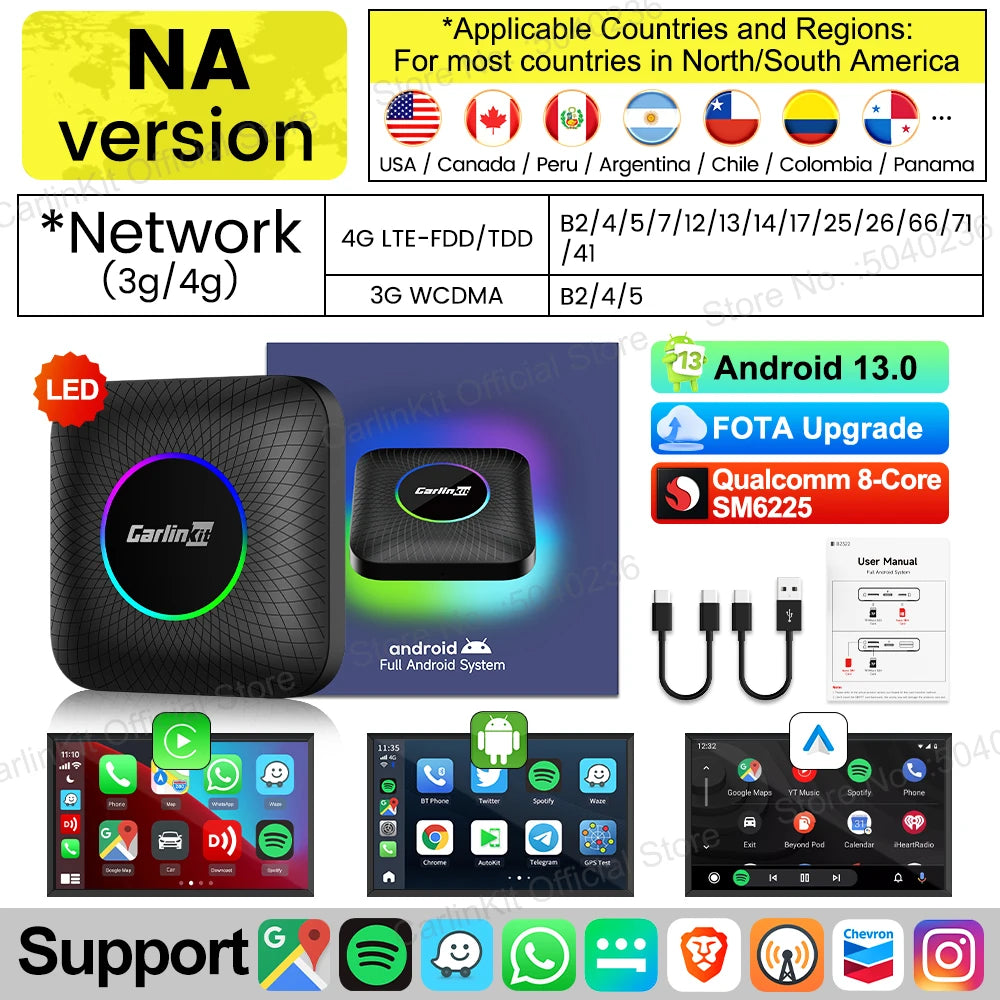بوكس CarlinKit أندرويد 13 لاسلكي 8جيغا+128جيغا Qualcomm 8 أنوية دعم Netflix – CarlinKit 8G+128G Android 13 CarPlay AI Box Qualcomm 8-Cores Wireless Android Auto FOTA Netflix