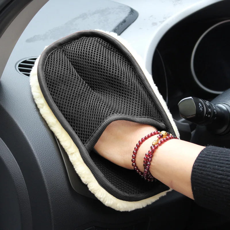 قفازات غسيل السيارة الاحترافية صوف ناعم – Professional Car Wash Gloves Soft Wool Microfiber Cleaning Mitt